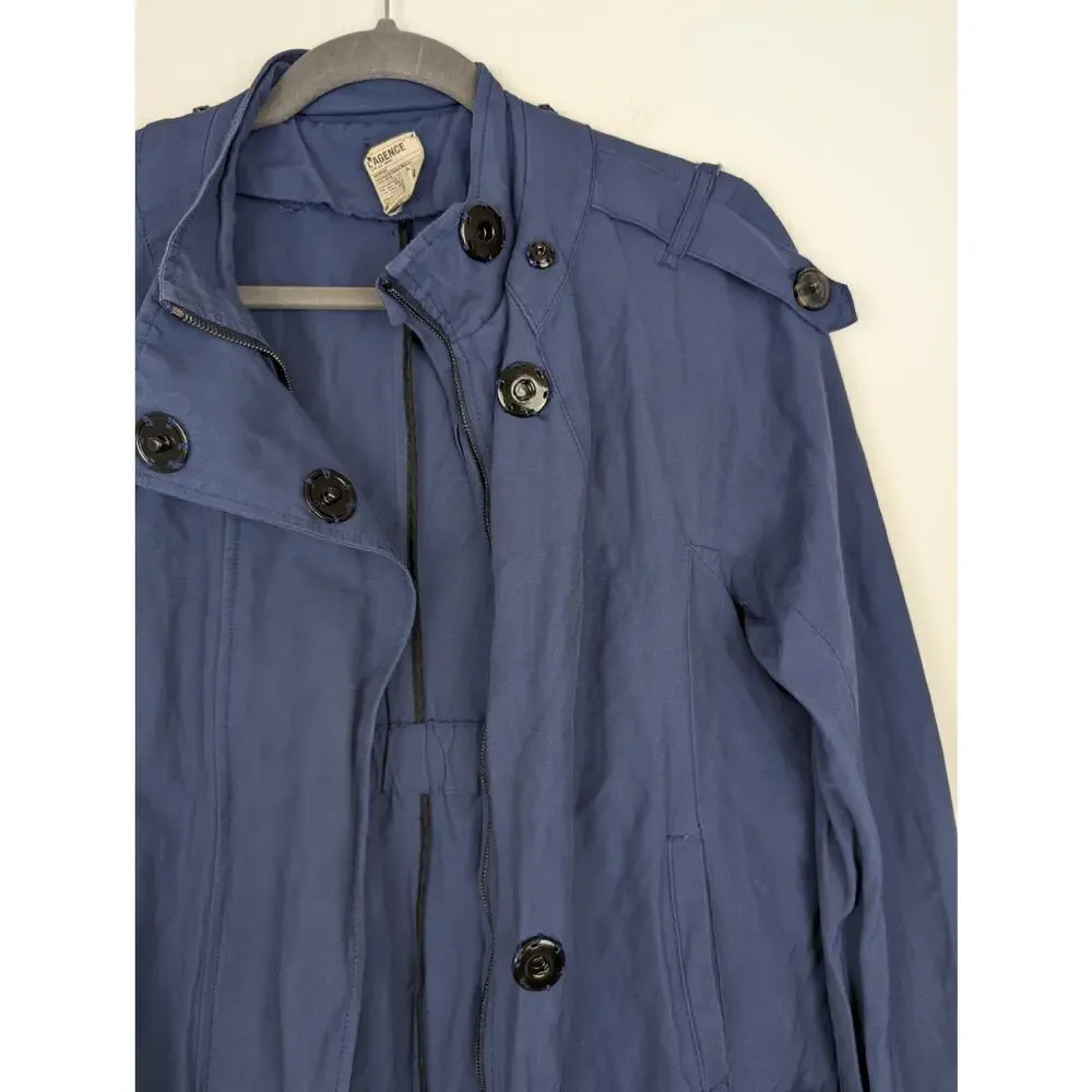 L'Agence Parka Jacket Metallic Utility Designer Luxury Pockets Blue Size M